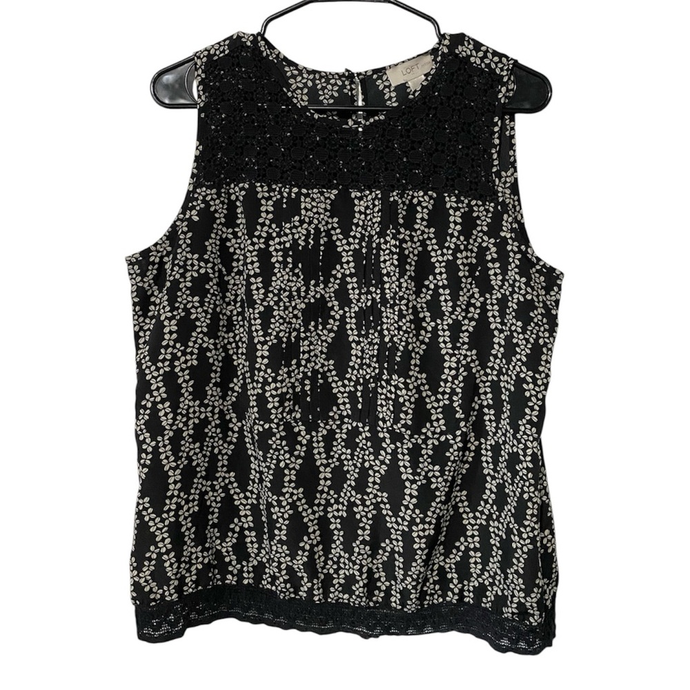 Ann Taylor LOFT Patterned Crotchet Detail Sleeveless Blouse Top